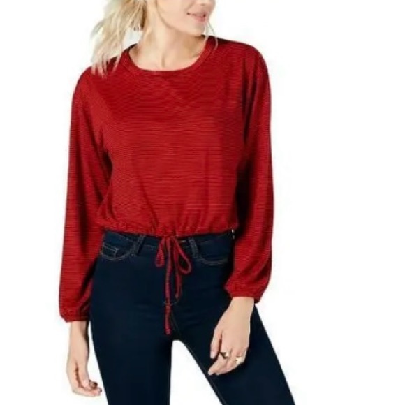 NWT Calvin Klein Lightweight Long Sleeve, Drawstring Cinched Red Size L - Picture 1 of 7